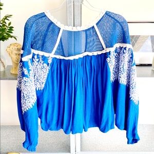 Free People Embroidered Peasant Blouse